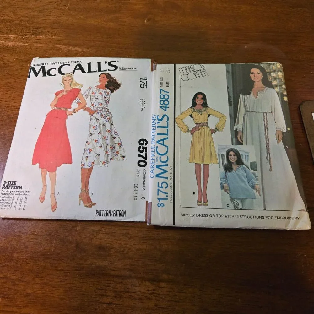 McCalls Womens sewing pattern mixed lot vintage 70s/80s dresses